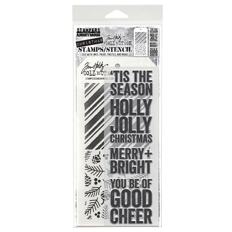 Stampers Anonymous Bold Tidings Tim Holtz Clear Stamp and Stencil