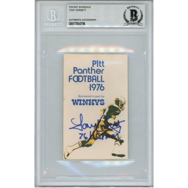 Tony Dorsett Autographed 1976 Winky’s Pocket Schedule Slabbed Beckett 50617