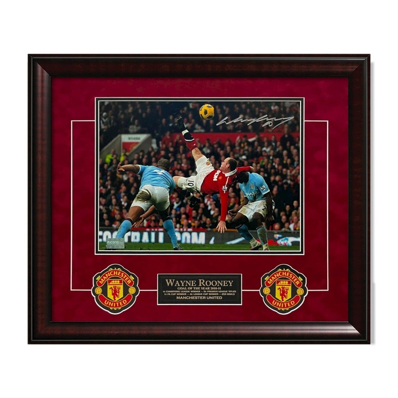 Wayne Rooney Manchester United Autographed 16×20 Photo Framed to 23×27 Icons