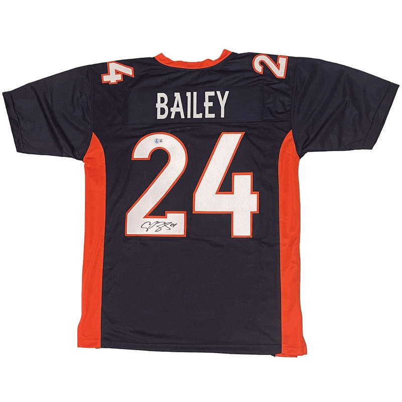 Champ Bailey of the Denver Broncos Autographed Blue Custom #24 Jersey Beckett