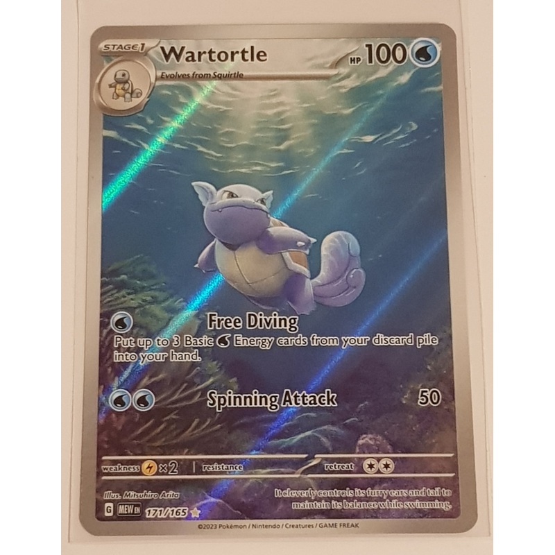 Pokemon Scarlet and Violet Mew 151 Wartortle #171/165 Illustration Rare Holo Trading Card