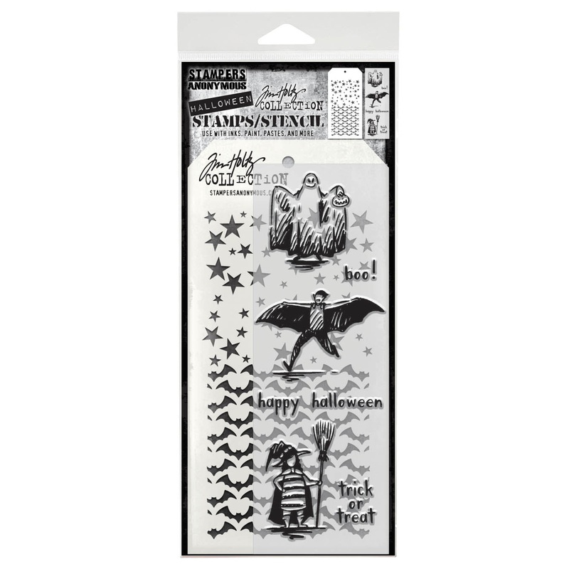 Stampers Anonymous Trick Or Treat Tim Holtz Clear Stamp and Stencil