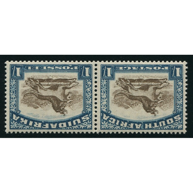1932 ROTO 1/- BROWN & PRUSSIAN BLUE INVERTED WATERMARK- MNH – SACC 49a