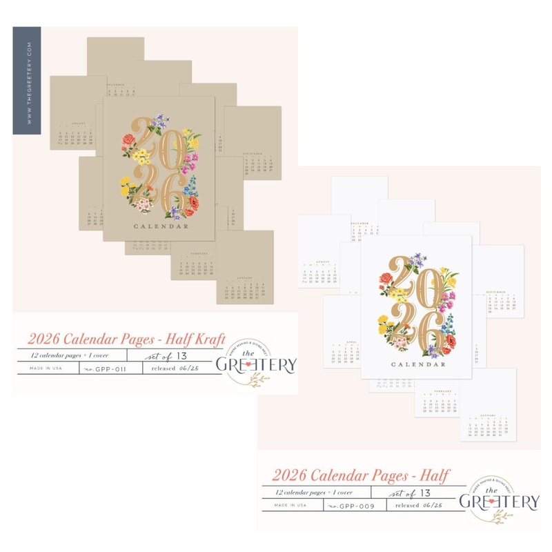 2026 Calendar Pages – Half|Soft White|Kraft