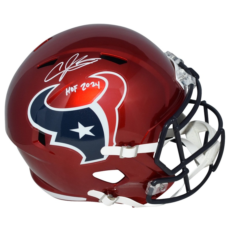 ANDRE JOHNSON SIGNED HOUSTON TEXANS RED FULL SIZE SPEED HELMET JSA W/ HOF 2024