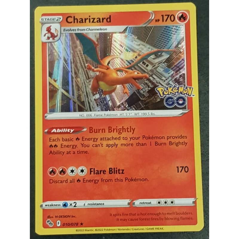 Pokemon Go Charizard #10/78 Holo Trading Card