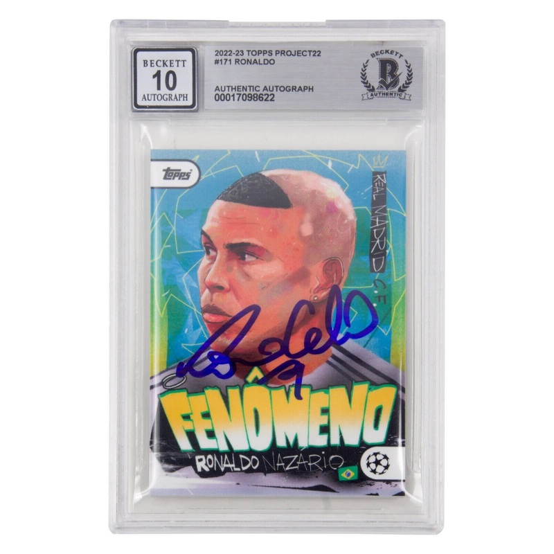 Ronaldo Nazario Signed 2022-23 Topps PROJECT22 #171 – BGS 10 Autograph