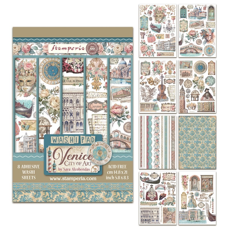 Stamperia Venice City of Art A5 Washi Pad (8pcs)