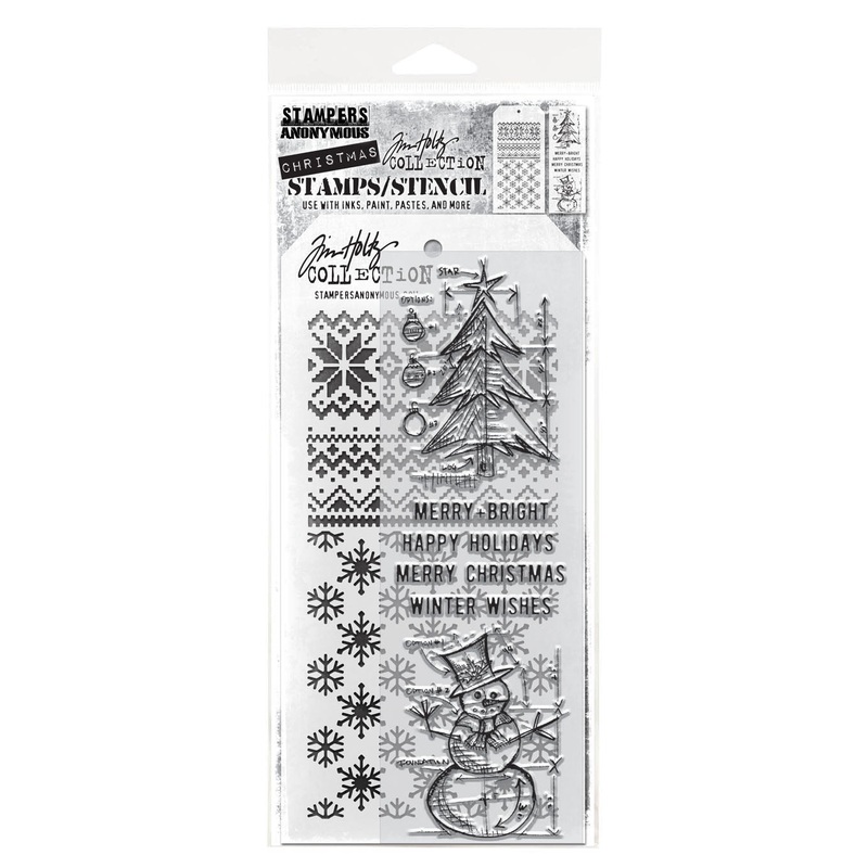 Stampers Anonymous Media #58 Tim Holtz Clear Stamp and Stencil