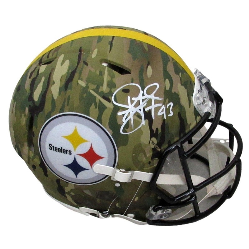 Troy Polamalu HOF Signed Full Size Authentic Camo Helmet Steelers Beckett 194763