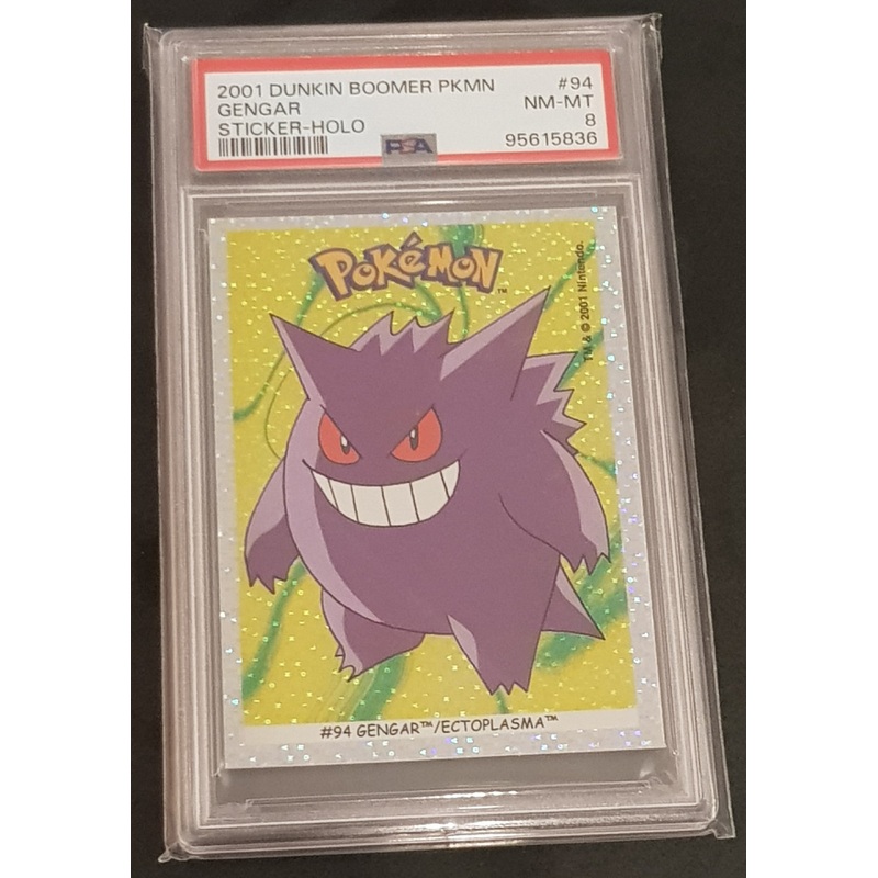 2001 Dunkin Boomer Pokemon Gengar #94 PSA 8 Holo Trading Card Sticker