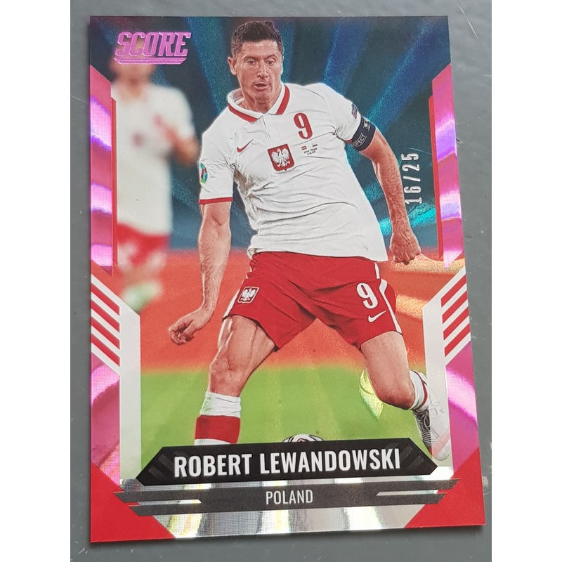 2021-22 Panini Score FIFA Robert Lewandowski #52 Pink Laser Parallel /25 Trading Card