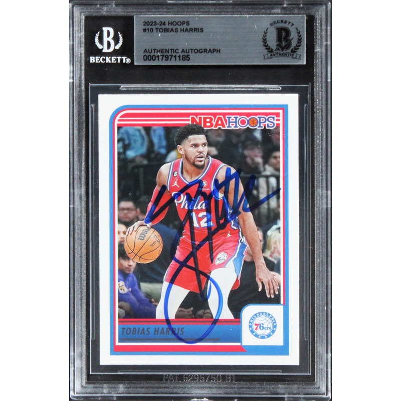 76ers Tobias Harris Authentic Signed 2023 Hoops #10 Card BAS Slabbed