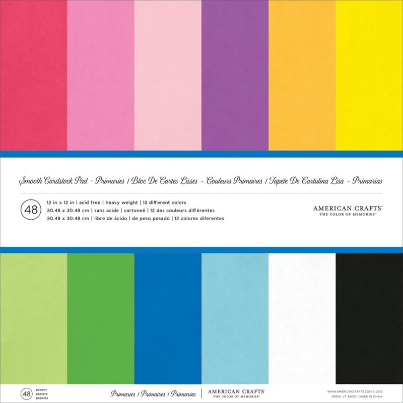 American Crafts Smooth Cardstock Pack 80lb 12X12 48/Pkg