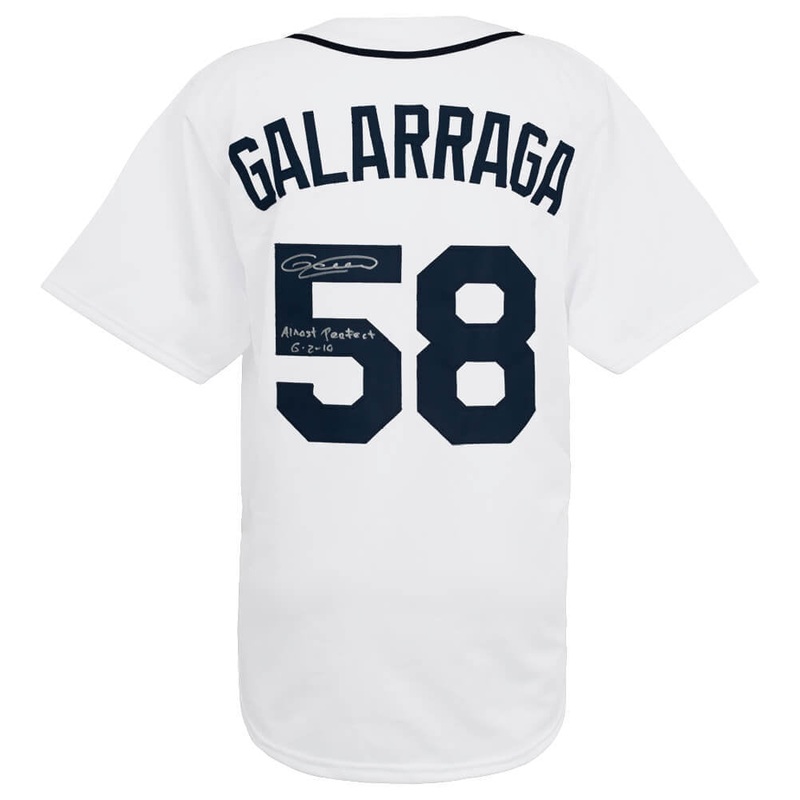 Armando Galarraga Signed White Custom Jersey w/Almost Perfect 6-2-10 – (SS COA)