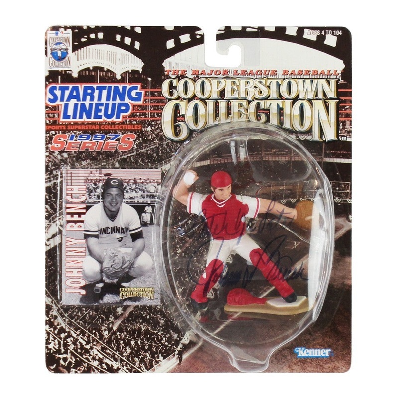 Johnny Bench Signed Cincinnati Reds Starting Lineup 1997 Series Toy with Insc