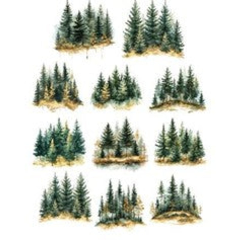 Simply Stated – Golden Evergreen Trees Ephemera