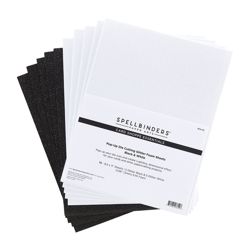 Spellbinders Pop-Up Die Cutting Glitter Foam Sheets – Black & White