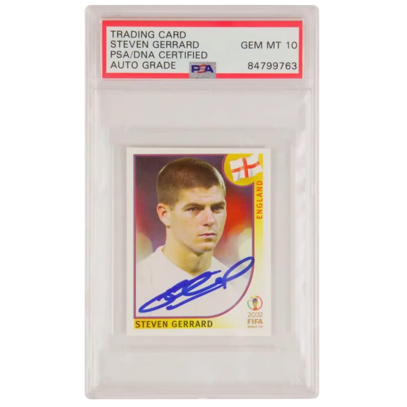 Steven Gerrard Signed 2002 Panini World Cup England Sticker #432 – PSA 10