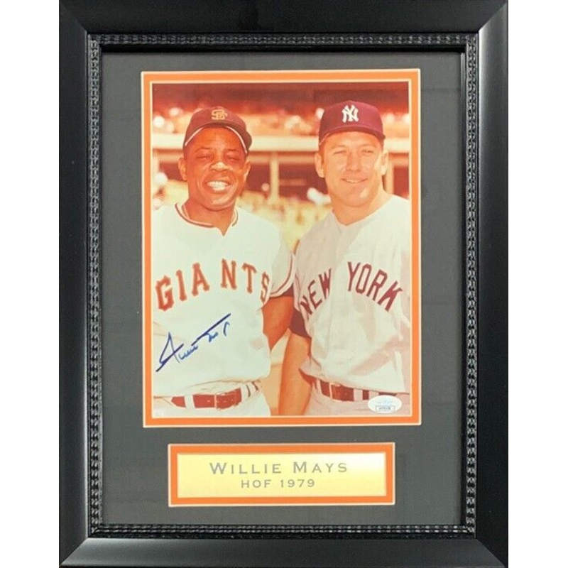 Willie Mays Autographed San Francisco Giants 8×10 Framed Photo JSA Mickey Mantle
