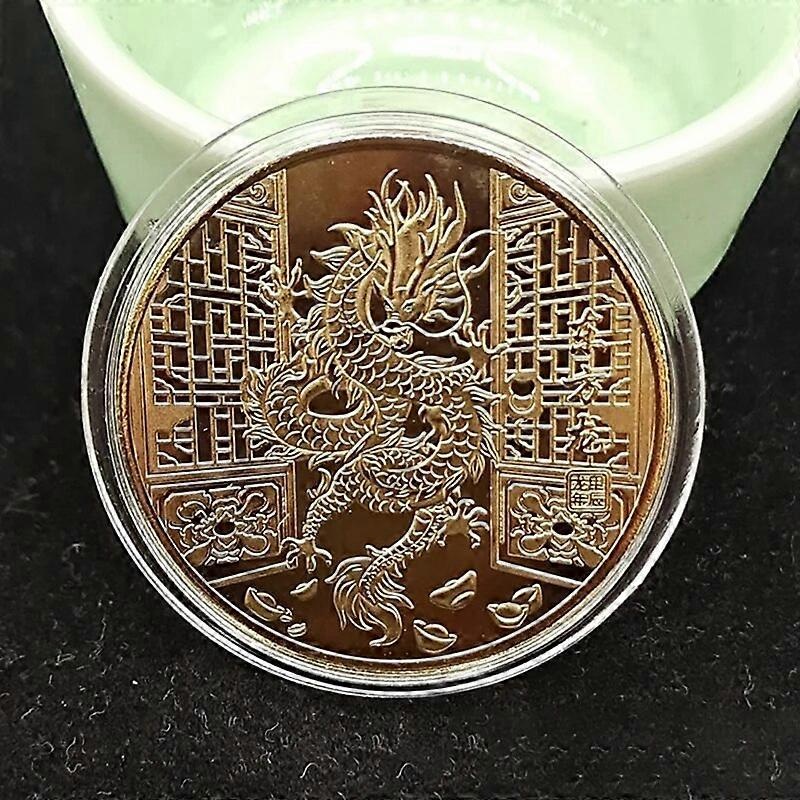 Zodiac Dragon Souvenir Medals Gold Commemorative Coins Traditional Chinese Culture Symbolize Good Fortune
