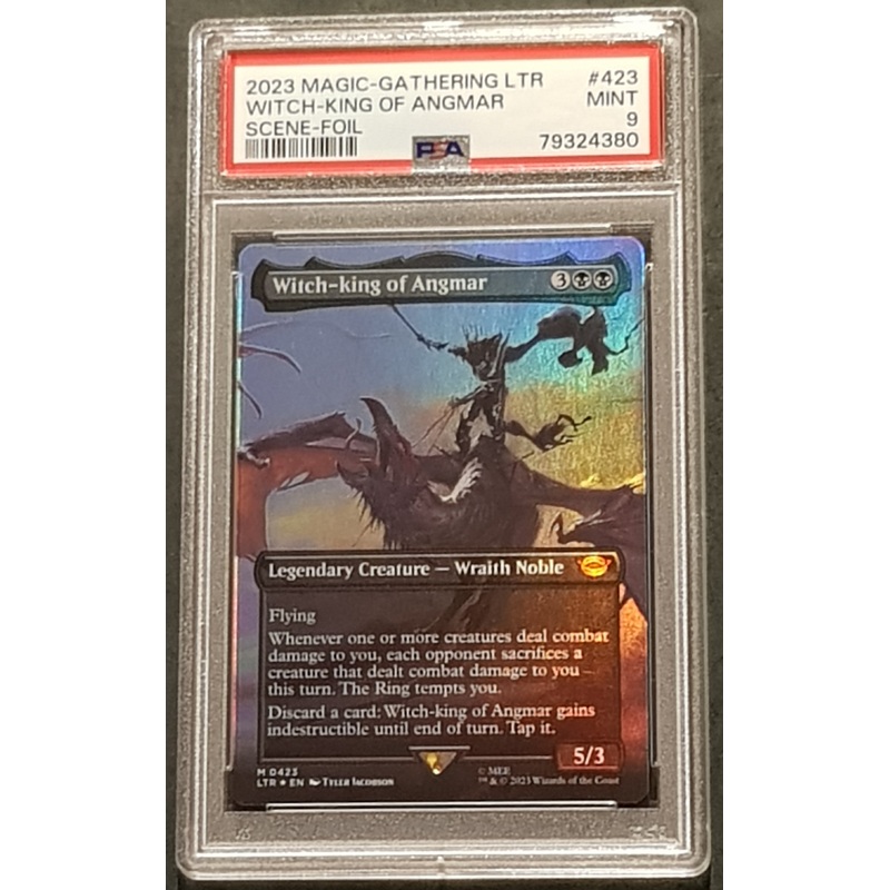Magic the Gathering Lord of the Rings Witch-King of Angmar LTR #423 PSA 9 Foil Extended Art Trading Card