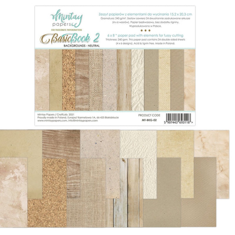 Mintay Papers 6 X 8 BASIC BOOK 2 – BACKGROUNDS – NEUTRAL