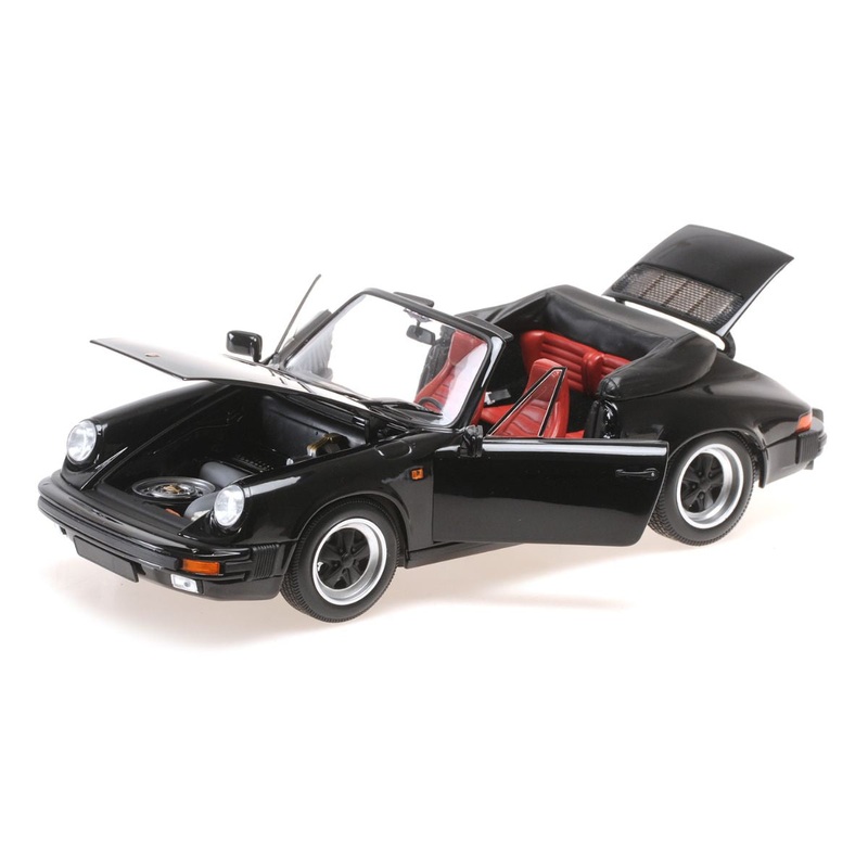 PORSCHE 911 CARRERA 3.2 CABRIOLET – 1983 – BLACK – 1:18 Scale Diecast Model Car