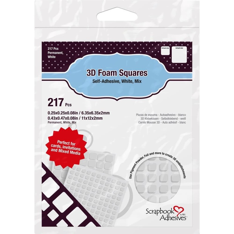 White 3D Variety Pack Self-Adhesive Foam Squares 217/Pkg