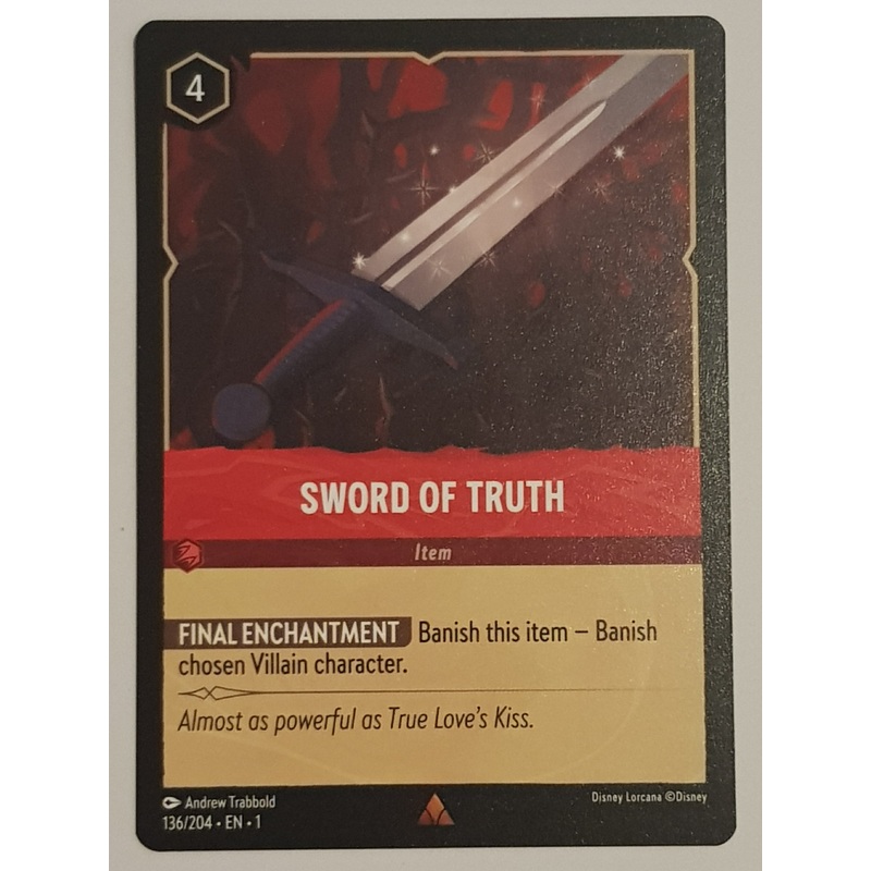 Disney Lorcana the First Chapter Sword of Truth #136/204 Rare Trading Card