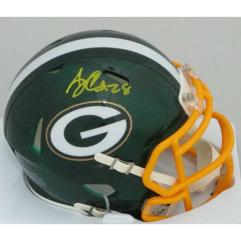 Packers Running Back AJ DILLON Signed Riddell FLASH Mini Helmet AUTO – JSA