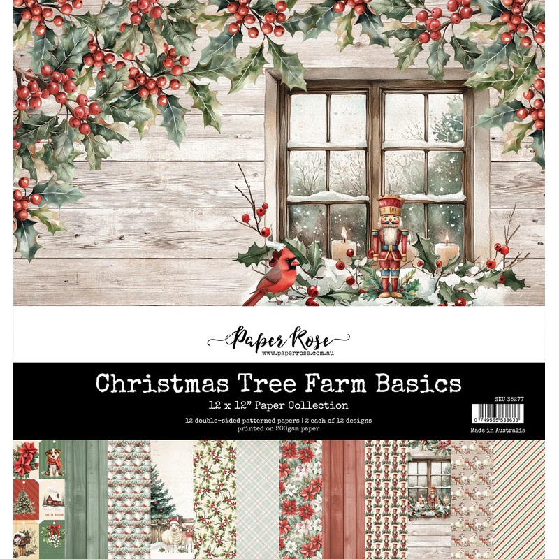 Paper Rose – 12×12 Paper Collection Christmas Tree Farm Basics