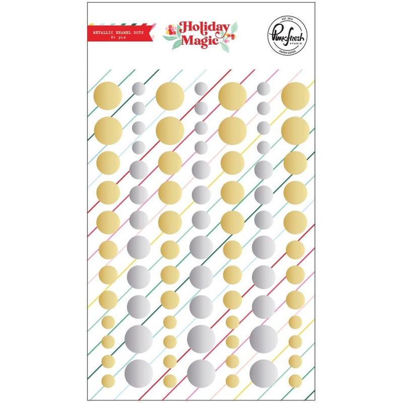 PinkFresh Metallic Enamel Dot Stickers Holiday Magic
