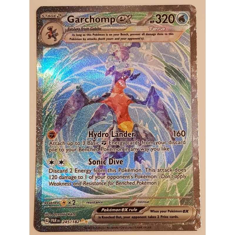 Pokemon Scarlet and Violet Paradox Rift Garchomp Ex #245/182 Special Illustration Rare Holo Trading Card