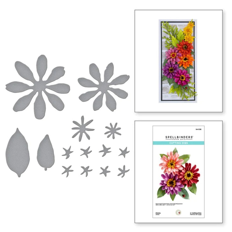 Spellbinders ZINNIA ETCHED DIES FROM THE PAINTERS GARDEN COLLECTION BY SUSAN TIERNEY-COCKBURN