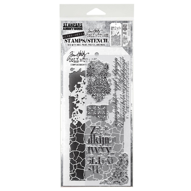 Stampers Anonymous Media #23 Tim Holtz Clear Stamp and Stencil