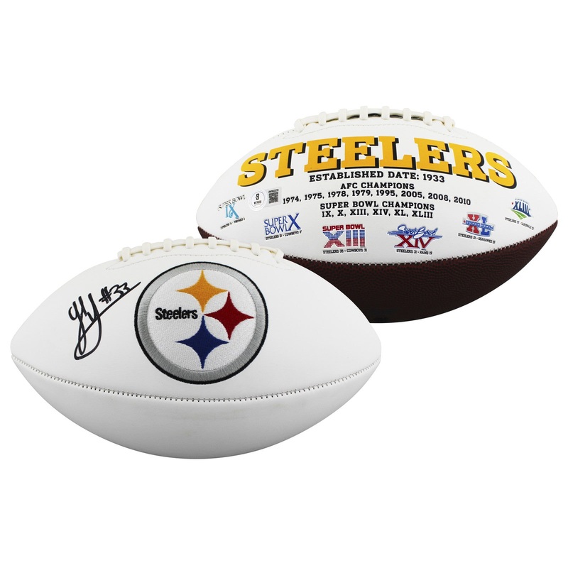 Steelers Jack Sawyer Signed Rawlings White Panel Logo Football BAS Witnessed