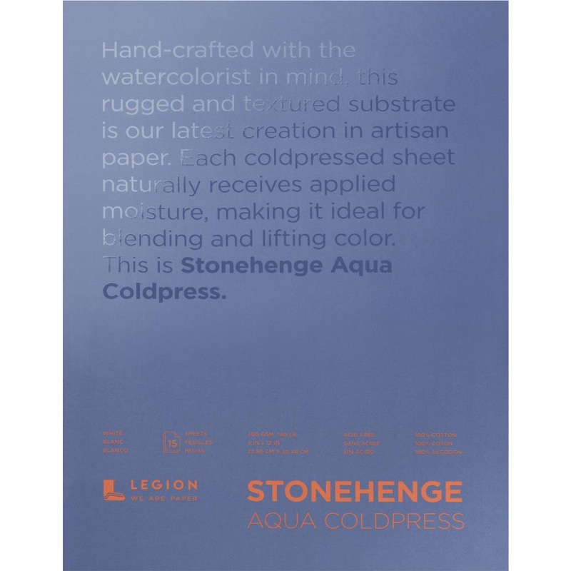 Stonehenge Aqua Block Coldpress Pad 9X12 15 Sheets/Pkg White 140lb