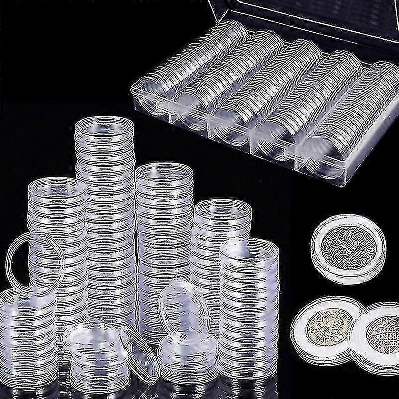 100 Count Coin Capsules with Storage Box for Collectible Coins Organization