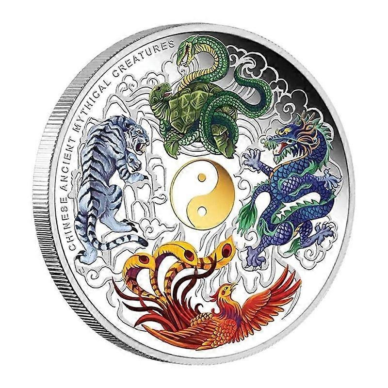 2-pack commemorative coins, dragon and phoenix coins, dragon coin crafts, Ancient Mythical Creatures Dragon