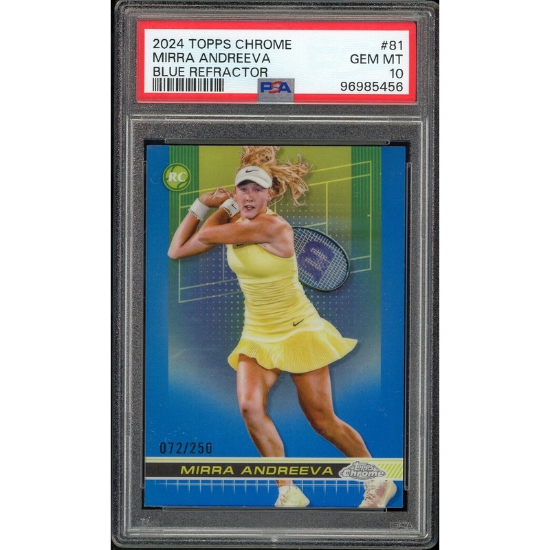 2024 Topps Chrome Blue /250 Tennis #81 Mirra Andreeva RC Rookie PSA 10 GEM MINT