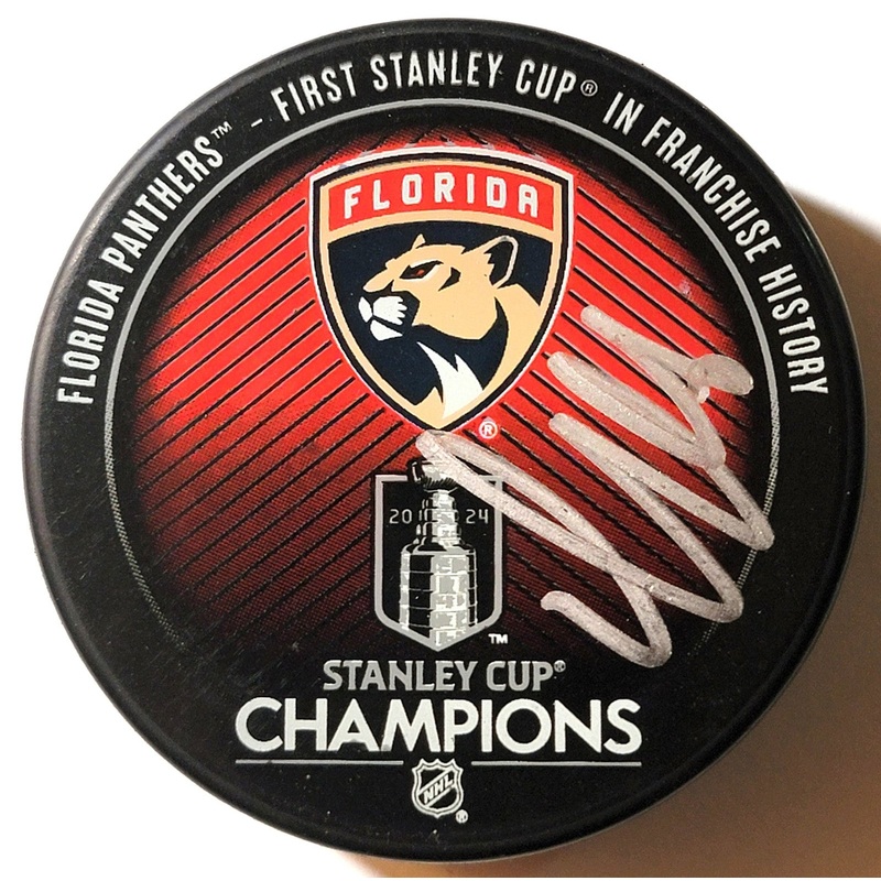 Aleksander Barkov Signed Florida Panthers 2024 Stanley Cup Hockey Puck Beckett 2