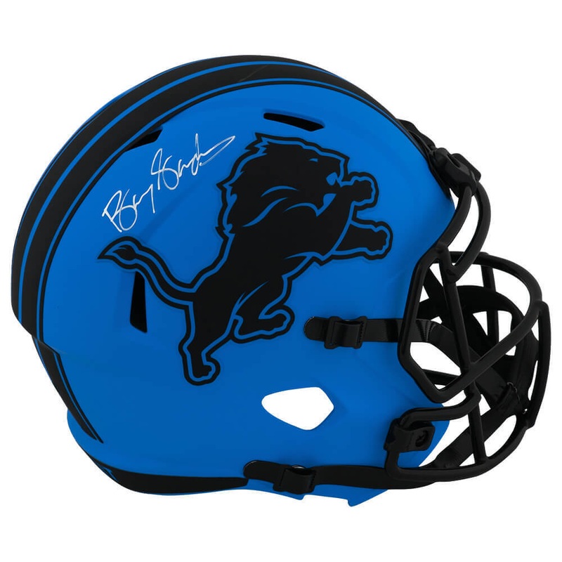 Barry Sanders Signed Lions RAVE Riddell Full Size Replica Helmet -(SCHWARTZ COA)