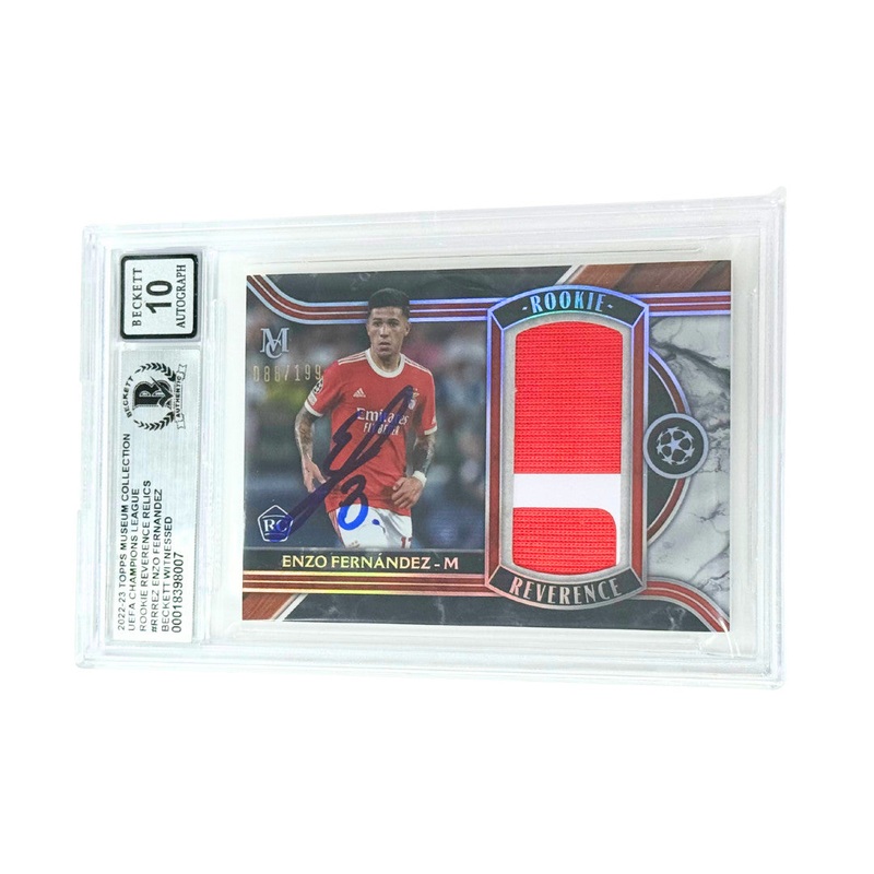 Enzo Fernandez Signed 2022-23 Topps Museum UCL Rookie Relics – Beckett Witness