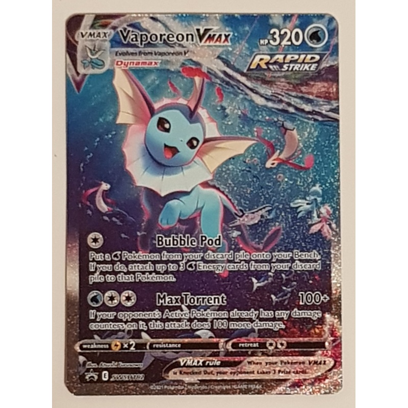 Pokemon Sword and Shield Vaporeon Vmax #SWSH182 Premium Collection Full Art Black Star Promo Trading Card