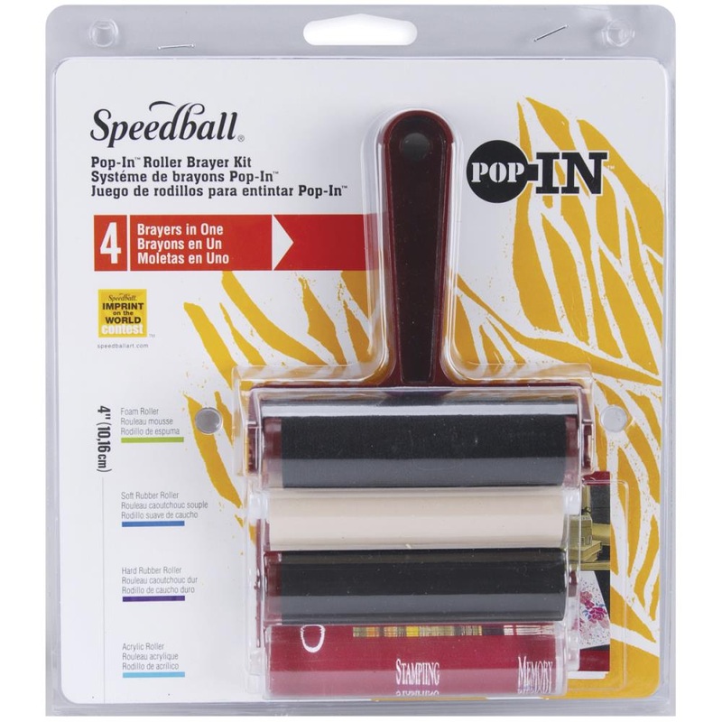 Speedball Pop-In 4 Roller Brayer Kit Foam, Rubber, Hard Rubber & Acrylic