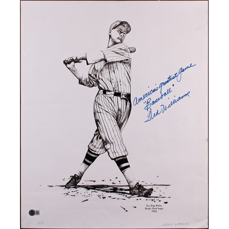 Ted Williams America’s Greatest Game Signed 17.5×22 Lithograph BAS #AE13292