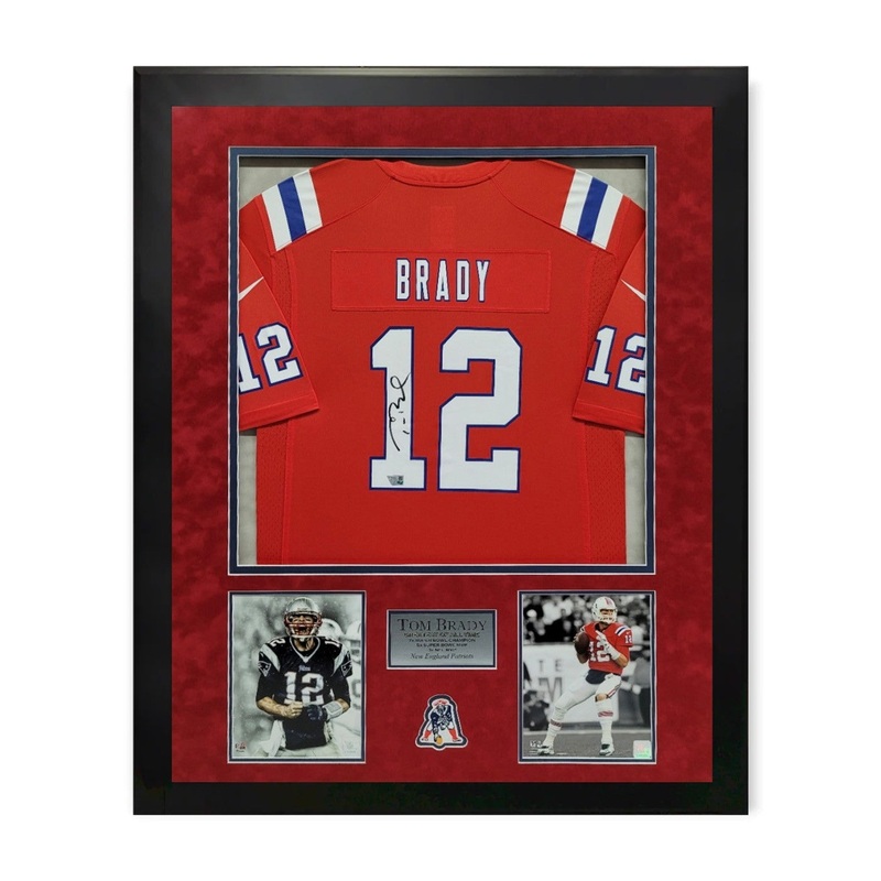 Tom Brady Patriots Autographed Throwack Jersey Framed To 32×40 Fanatics