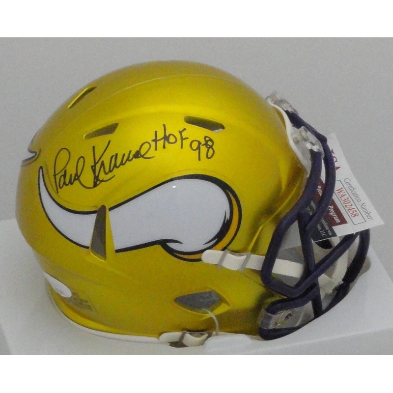 Vikings PAUL KRAUSE Signed Riddell FLASH Speed Mini Helmet AUTO w/ HOF 98 JSA