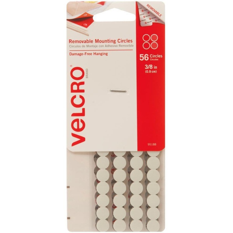 White Velcro Brand Small 3/8 Cirlces – 56 pkg